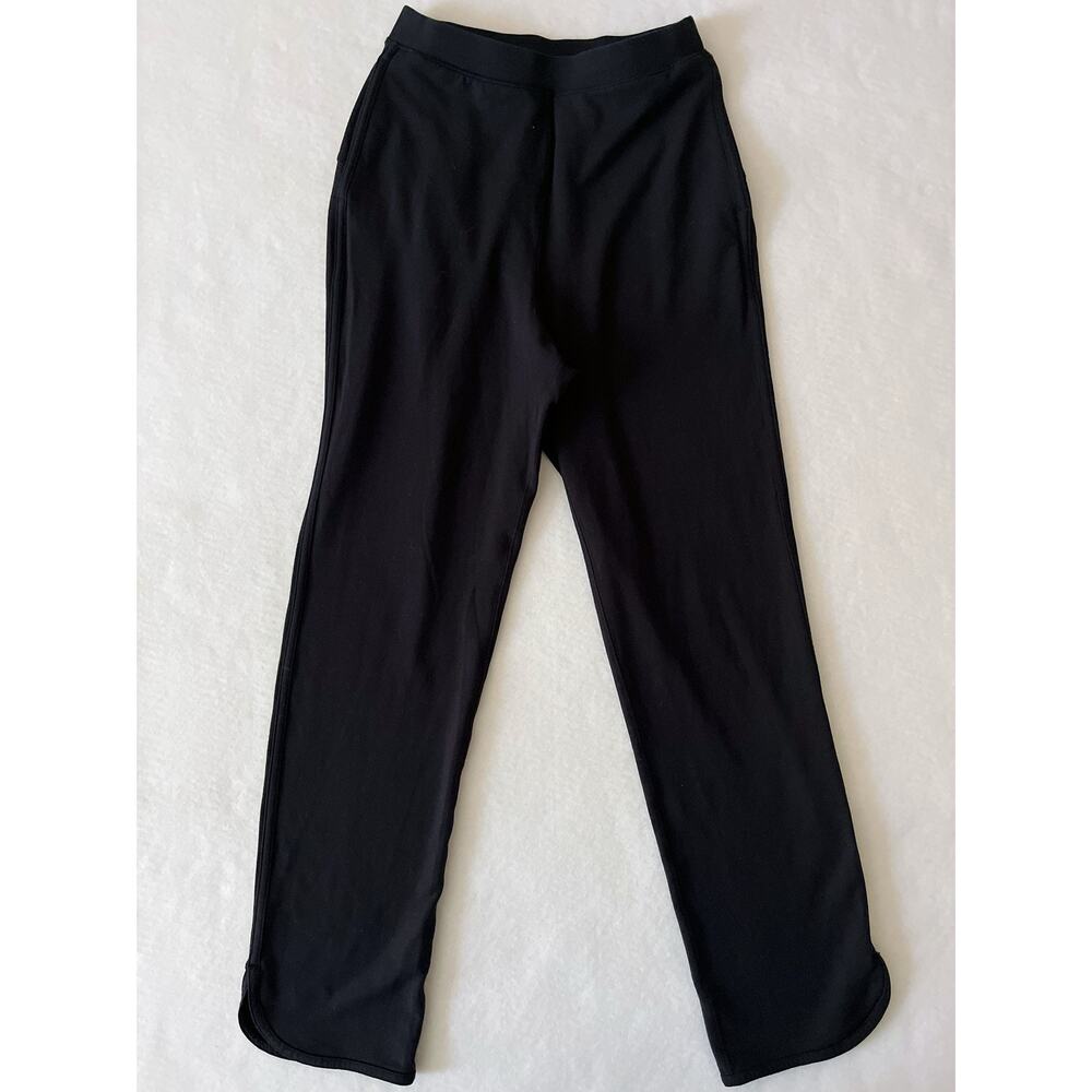 Lululemon Pants Women 2 Black Straight Leg Modal Knit Elastic Waist Pockets Gym